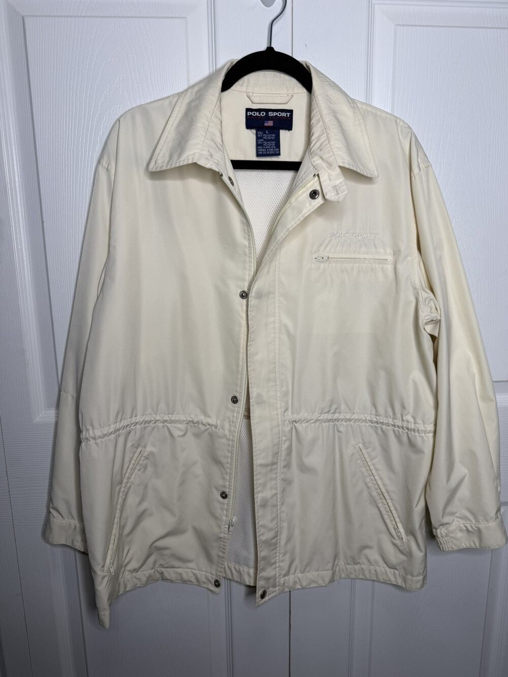 Polo Sport Ralph Lauren Rain Jacket Snap Button Full Zip Beige Women's Large